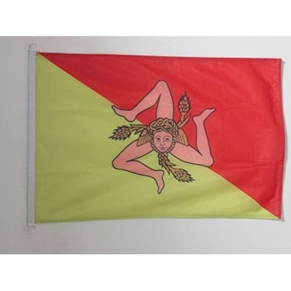 AZ FLAG - Sicily Flag - 2x3 Ft - For Outdoor - Sicilian Banner Knitted Polyester with Two Plastic Rings - Fade Resistant - Vivid Colors - 2' x 3' Feet - 90x60 Cm