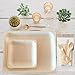 Woodu Wooden Disposable Craft Plates-100 Natural, Bamboo, Square Plates, Heavy Duty, Compostable &Biodegradable, Eco Friendly Party Plates (5.5