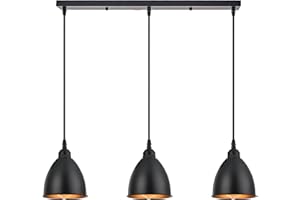 Terleenart 3-Lights Kitchen Island Pendant Light,Industrial Farmhouse Hanging Chandelier with Matt Black Metal Bell Shade Bui