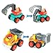 Sliding Toy Cars, Pocket Construction Vehicles Trucks Toy Set of 6 for Over 18 Months Old Boys Toddlers Kids - Bulldozer, Cement Mixer, Dumper, Forklift, Excavator and Road Roller