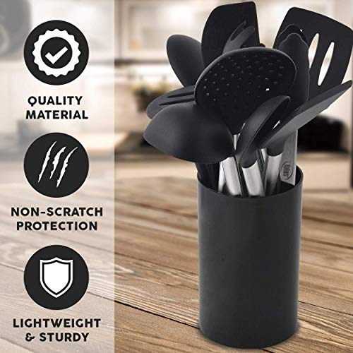 Kaluns 12 piece Stainless Steel and Silicone Kitchen Utensils set, black block holder - Non-stick and Heat resistant Cooking Supplies - New Chef's Spatula Tools Cookware Collection - Best Holiday - Thumbnail 2
