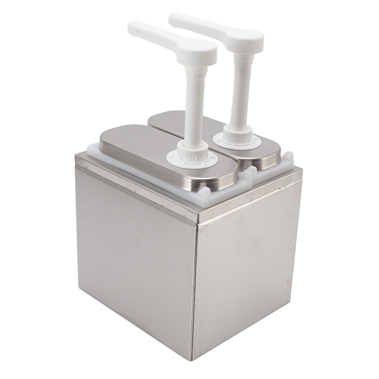 Jeanoko Sauce Dispenser Plastic and Stainless Steel Condiment Pump Station Sauce Dispenser Kitchen Sauce Pump Syrup Pump Dispenser For Kitchen Home Use(1L Double Pump) kitchen storage