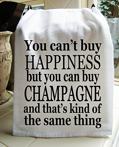 Sweet Bohemian Life Champagne and Happiness handmade printed Kitchen flour sack towel