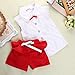 Fancy Baby Girls Princess Lace Floral Tops Shirt+Short Pants Outfits Set Twinset (5-6 Years, White&red)
