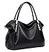 Heshe Womens PU Leather Handbags Tote Bag Top Handle Bag Hobo Shoulder Handbag Designer Ladies Purse Cross Body Bag (Black-PU)