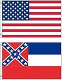NEW 3'x5' MISSISSIPPI & AMERICAN Polyester Flags