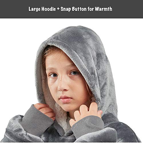 Degrees of Comfort Wearable Blanket Hoodie Jacket for Kids, Sherpa