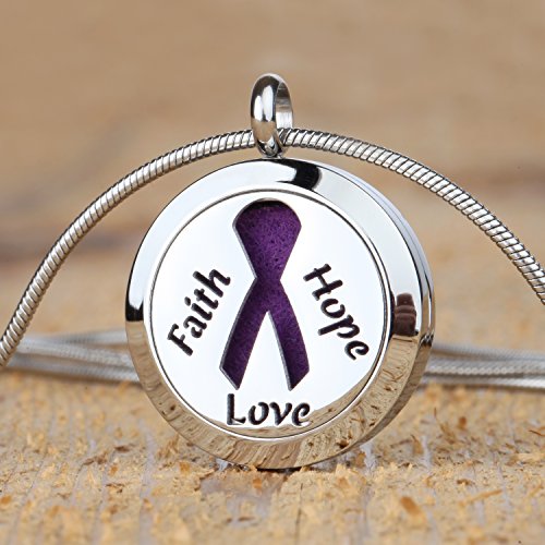 Faith Hope Love Aromatherapy Essential Oil Diffuser Necklace Locket Pendant Jewelry Gift Set with 20