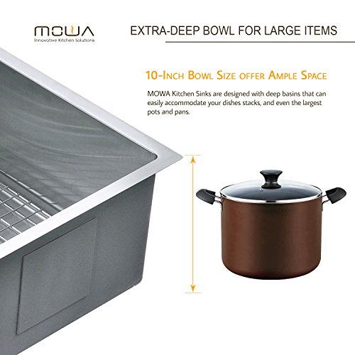 MOWA HTS3322 Pro Series R10 Tight Radius Handmade 33" 16 Gauge Stainless Steel Topmount Drop-in Single Bowl Modern Kitchen Sink