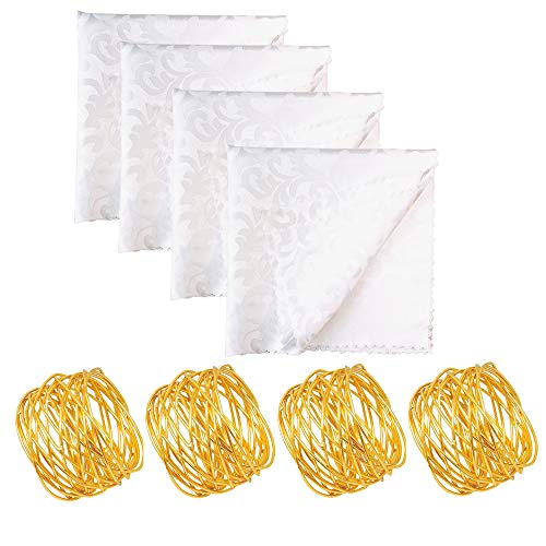 Aisszhao Christmas Table Decorations 4 Napkin Rings & 4 Cloth Napkins,Dining Table Napkin Holders Napkin Cloth Christmas Dining Decoration for Home,Wedding,Hotel,Banquet Parties,Xmas Events
