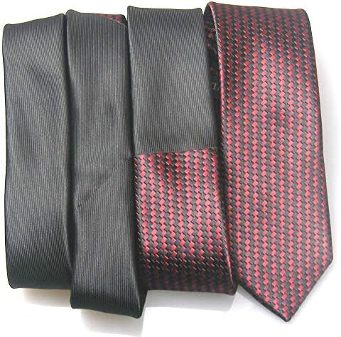 Lammulin Ties Solid Color knot Contrast Checks Weave Necktie Skinny Tie 6cm