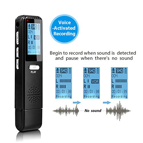 Digital Voice Activated Recorder, MAOZUA 8GB Sound Audio Recorder Dictaphone for Lectures Meetings, USB Rechargeable Recorder with MP3 Player,Metal Casing - Thumbnail 2