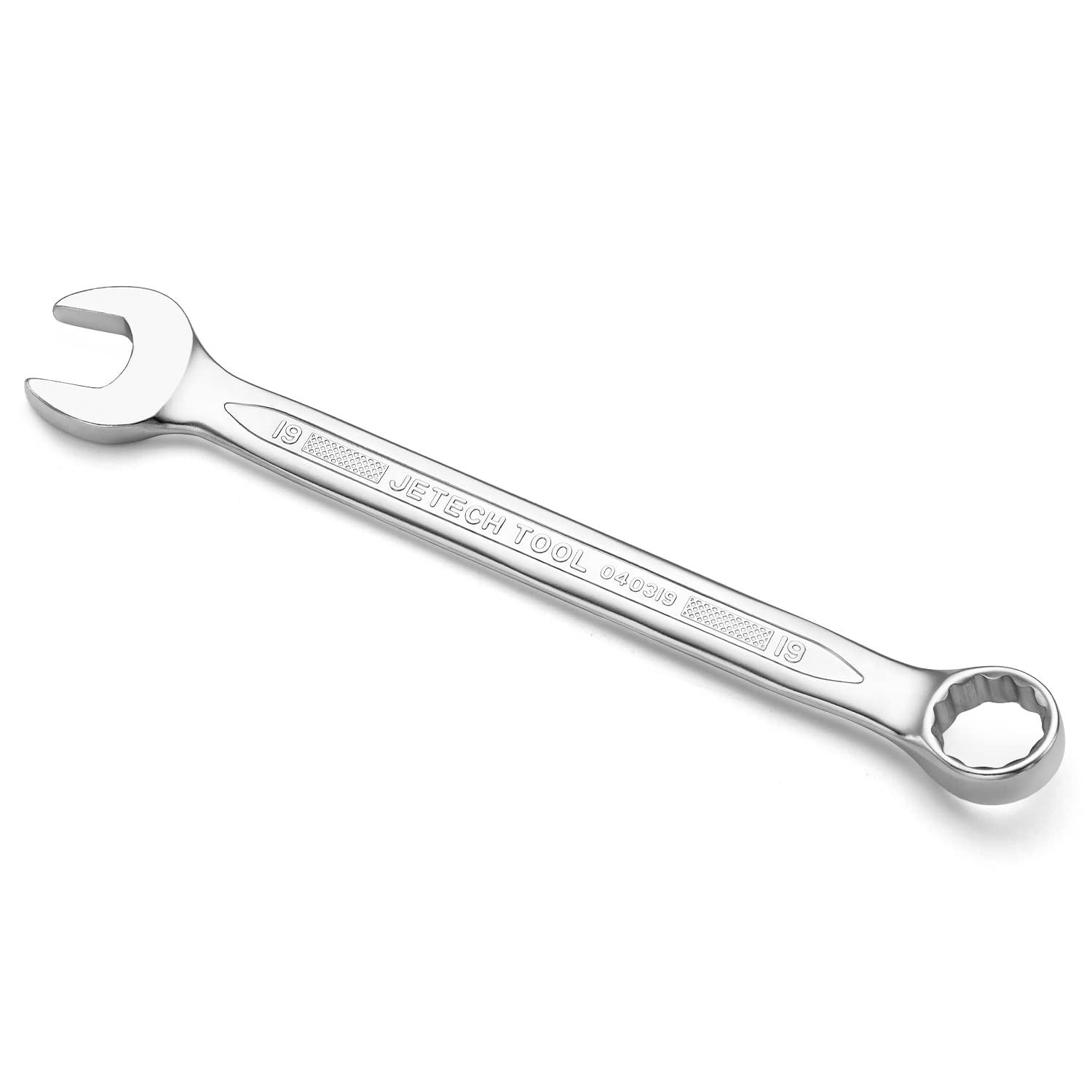 Jetech 19mm Combination Spanner - Durable Cr-V Steel High Strength 12 Point Double Head Wrench in Sand Blasted Finish