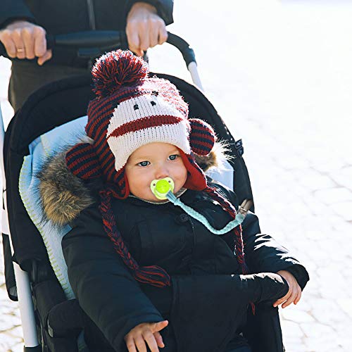 Pacifier Clip Monocho Universal Baby Pacifier Clip Braided Pacifier Holder Teething Ring for Boys and Girls Baby Teething Toy Pacifier Leash 6 Pack