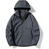 congluoki Men's Waterproof Windbreaker with Removable Hood Lightweight Rain Coats for Casual Hiking Cycling