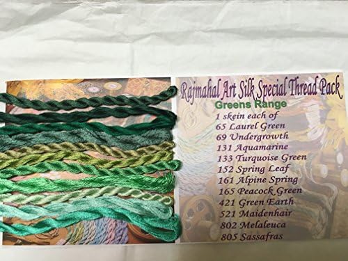 Rajmahal Thread Art Silks Embroidery Pack- Greens Range