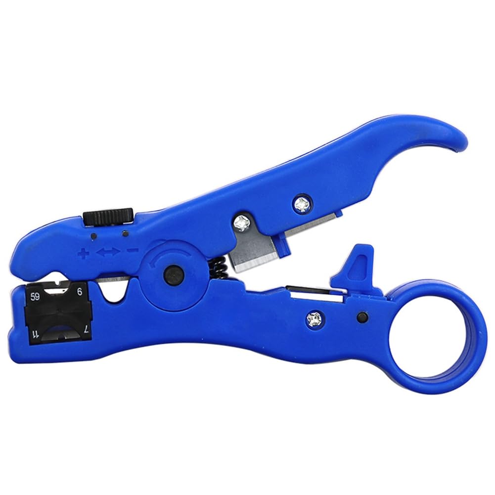 Haptufer 1 Piece Multi- Coaxial Cable Stripper Cable TV Cable Stripper Wire Stripper Easy to Use Blue