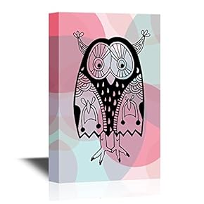 Canvas Wall Art - Ethnic Style Owl with Floral Pattern - Gallery Wrap Modern Home Art | Ready to Hang - 12x18 inches