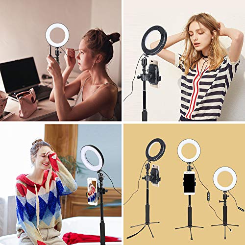 ZOMEI Dimmable LED Ring Light with Adjustable Selfie Stick Stand and Phone Holder for Selfie Makeup Filming Light - Thumbnail 6