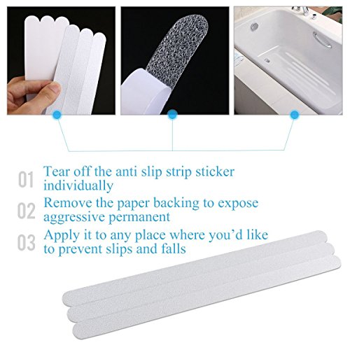 Wild Tribe 24 Pcs 15" Anti-slip Strips Shower Stickers Bath Safety Strips Transparent Non Slip Strips Stickers for Bathtubs Showers Stairs and Floors