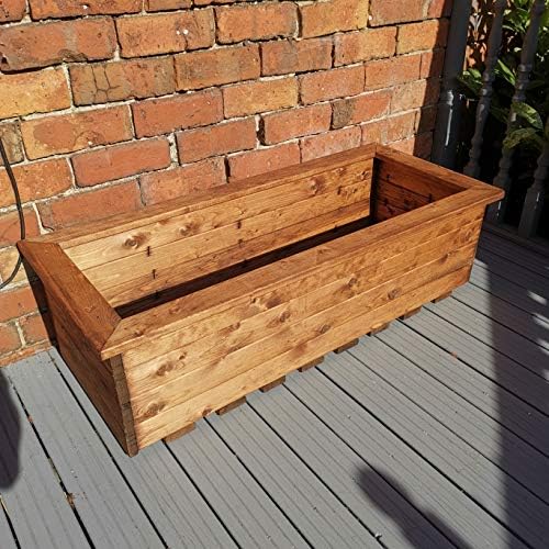 Samuel ALEXANDER Charles Taylor Trading Hand Made 108cm x 41cm Rustic Wooden Large Garden Trough/Flower Bed Planter