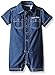 Calvin Klein Baby-Boys Woven Chambray Romper, Blue, 24 Months