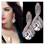 Earings, Donshop Women Luxury Elegant Vintage Rhinestone Big Drop Earrings (White)