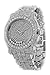 Totally Iced Out Pave Floating Crystal Silver Tone Hip Hop Men's Bling Bing Watch