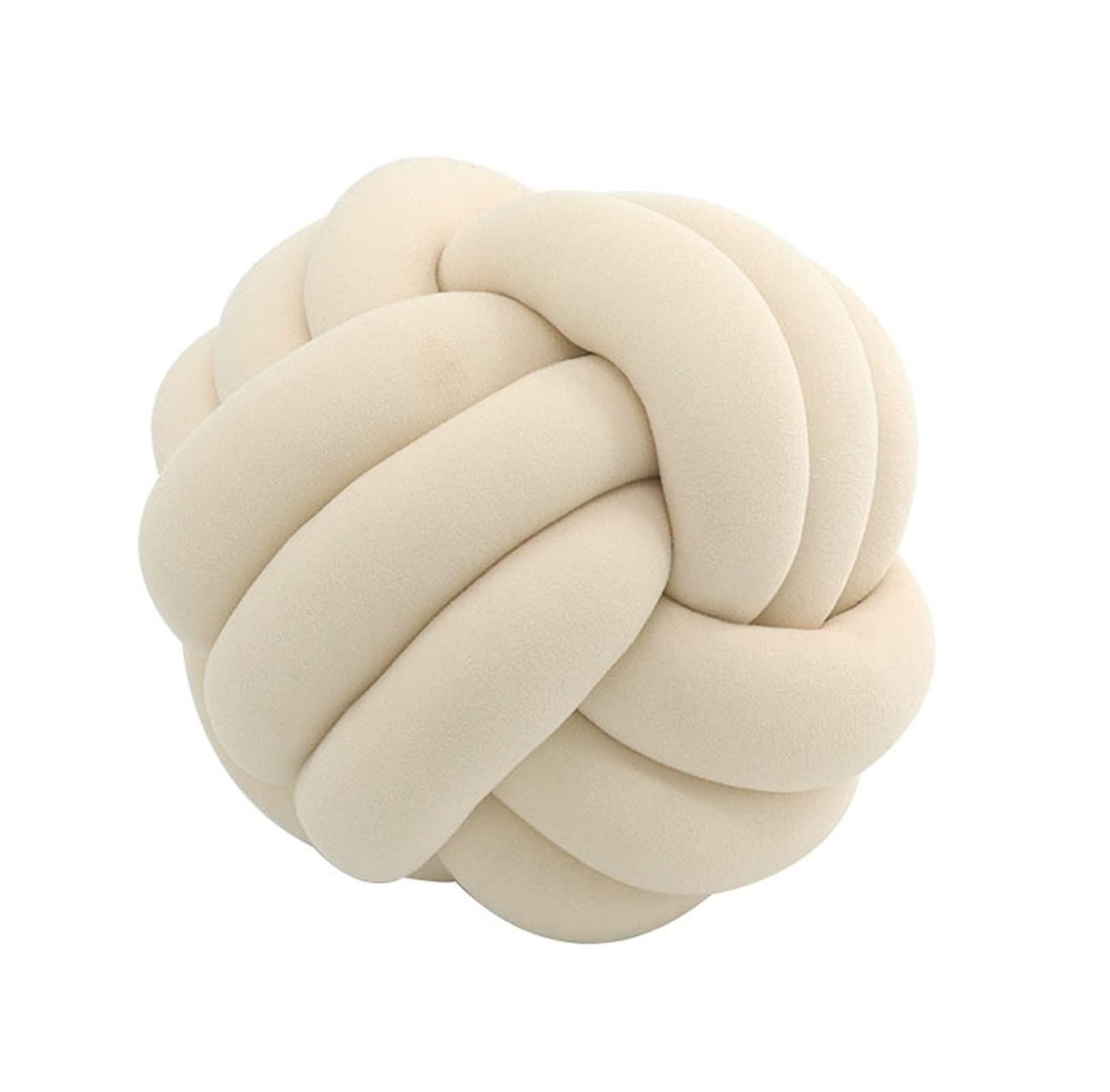 Icegrey Knot Ball Pillow Plush Throw Pillow Home Decorative Handmade Round Cushion for Bedroom Sofa Couch Living Room Baby Room, Beige, 20cm