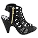 Beston CD36 Women's Peep Toe Cut Out Caged Mid Heel Sandals Half A Size Smaller