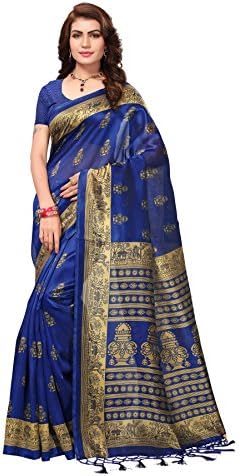 Indira Designer Women's Multi-Color Mysore Silk With Tessals Saree With Blouse Piece