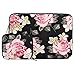 MOSISO Canvas Rose Pattern Sleeve Bag with Small Case Compatible with 13-13.3 inch Laptop, Pure Black