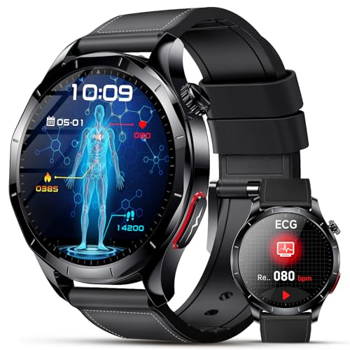 Lgnitek 2026 Nouv’ Montre Connectée Homme avec ECG+HRV/Pressιon artérιelle/IMC,1,43" AMOLED Smartwatch avec Fonction SOS,24/7 Fréquence Cardiaque/SpO2/Sommeil Monitor, IP68 pour Android/iOS
