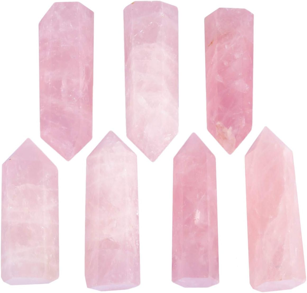 mookaitedecor 7 PCS Healing Crystal Wands 2" Amethyst, Rock Quartz, Rose Quartz, Black Obsidian, Lapis Lazuli, Green Aventurine, Rainbow Fluorite 6 Faceted Reiki Stone for Meditation Therapy Decor: Home & Kitchen