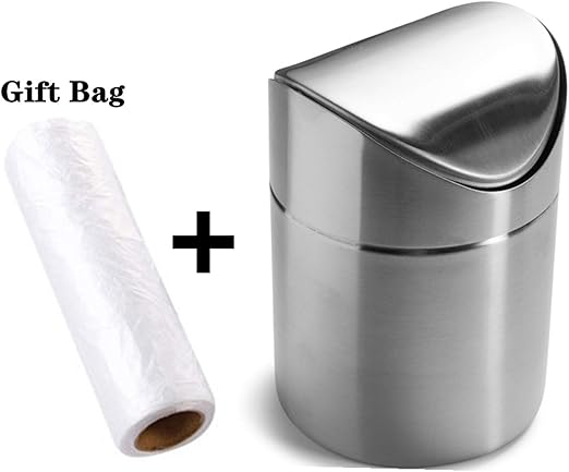 Amazon Com Mini Countertop Brushed Stainless Steel Swing Lid