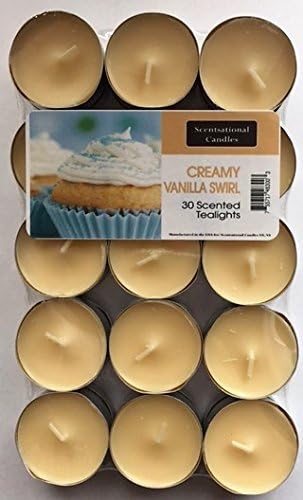 Scented Tealight Candles- Clear Cup- Made in the USA- 24 Pack . (Vanilla Cream)