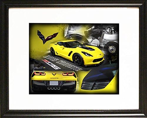 2015 Corvette ZO6. The dimensions are dry-mounted print 11 X 14 matted to a 16 X 20. Black wood frame.