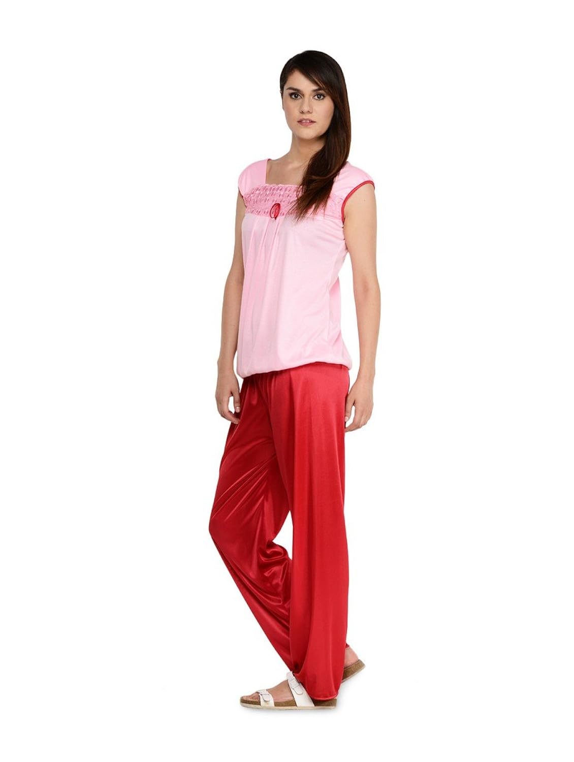 klamotten pink and red cotton nightsuit