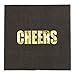 50 Pack Cheers Disposable Cocktail Beverage Paper Napkins for Birthday, Wedding Party Supplies, Black & Gold Foil, 5 in