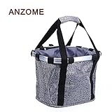 ANZOME Folding Bicycle Bike Basket, Front Detachable Handlebar Cycling Pet Bike Basket Carrier Bag Pet, Handle Diameter 22.7-32mm（0.8in-1.2in） Maximum Loading Capacity 5kg(11lb) …