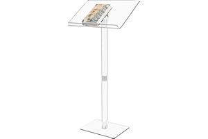 HODLBIT Acrylic Podium Stand, 23.6''X15.7'' Pulpits for Churches, Angle Adjustable, Large Modern Lecterns & Podiums for Classroom, Weddings, Concert, Professional Presentation Podiums, Easy Assembly…
