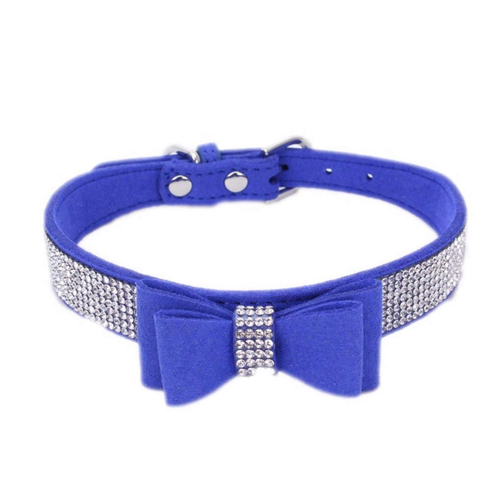 TELEYI Rhinestone Dog Collar, Cute Dazzling Sparkling Soft Suede Leather Dog Cat Rhinestone Collar Crystal Diamond Pet Dog Puppy Collar