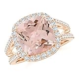 Cushion Morganite Split Shank Ring with Diamond