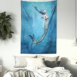 Ambesonne Underwater Tapestry, Mermaid Fishtail
