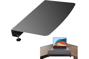 Desk Corner Extender – Stainless Steel 17x10in | Clamp-On Desk Attachment And Organizer Holder | Extension For L-Shaped Table