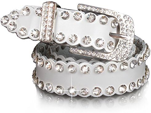 Ladies Diamante Personality Belt,wild Stylish Personality Belt Decoration Dress Jeans Belt-White 108cm(43inch)