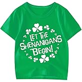 HQHKEPWA Kids St Patricks Day Shirt Girls Boys Patrick's Shamrock Clover Monster Truck Tractor Toddler Short Sleeve 2-7T
