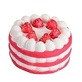 Jumbo Squishy Strawberry Cake Slow Rising Squeeze Toys, callm Slow Rising Soft Cream Scented Charms Squishies Stress Relief Toys Gift for Kids and Adults (Red)