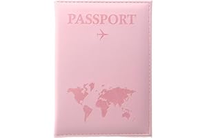 MANJIAMEI Map Passport Holder, Portable Universal Passport Cover for Women Men, PU Leather Airplane Travel Wallet Case Organi