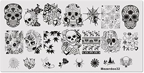 Nail Stamping Plate Halloween Design Skull Flower Web Spider Nail Art Tool